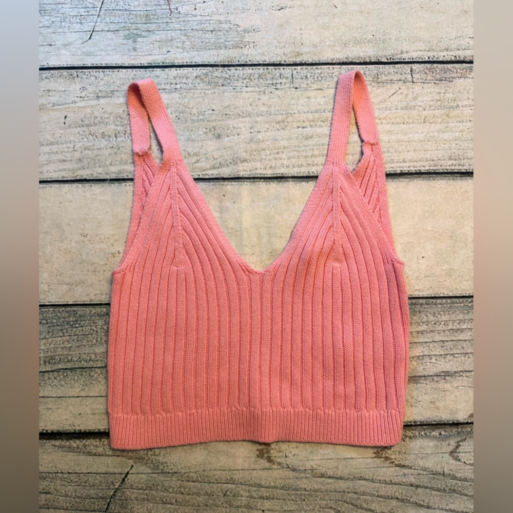 Aerie pink coral ribbed knit tank top. M